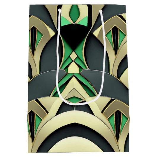 Smaragd & Gouden Art Deco Medium Cadeauzakje (Achterkant)