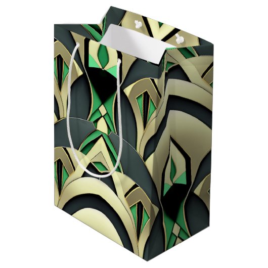 Smaragd & Gouden Art Deco Medium Cadeauzakje (Achterkant Gekanteld)