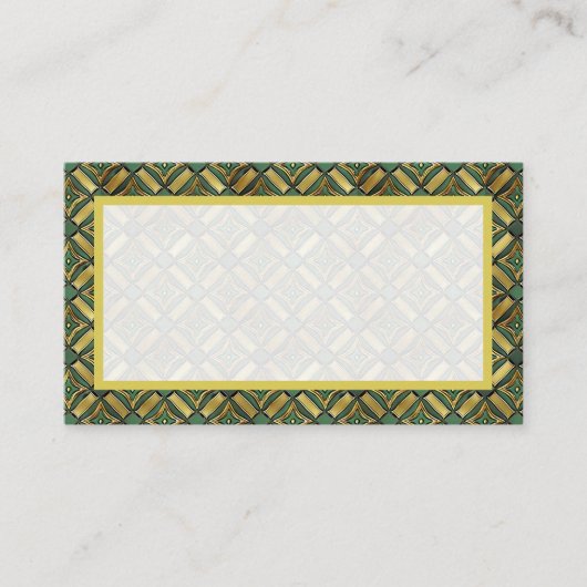 Smaragd & Gouden Art Deco Plaatskaartje (Voorkant)