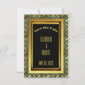 Smaragd & Gouden Art Deco Save The Date (Voorkant)