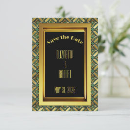 Smaragd & Gouden Art Deco Save The Date