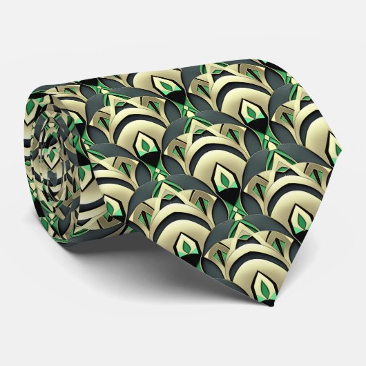 Smaragd & Gouden Art Deco Stropdas (Opgerold)