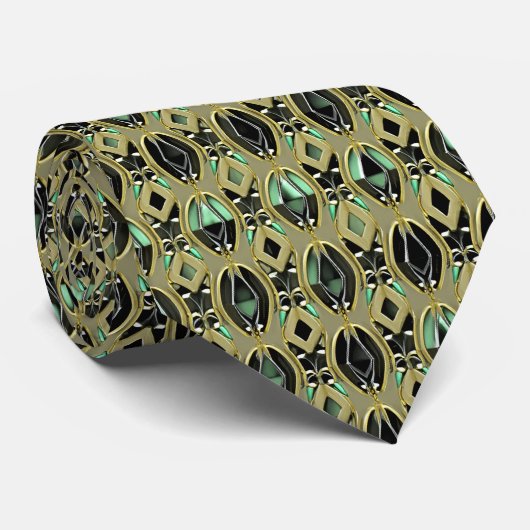 Smaragd & Gouden Art Deco Stropdas (Opgerold)