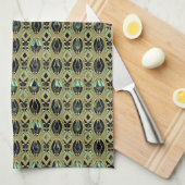 Smaragd & Gouden Art Deco Theedoek (Quarter Fold)