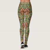 Smaragd Gouden Barok Damast Leggings (Achterkant)