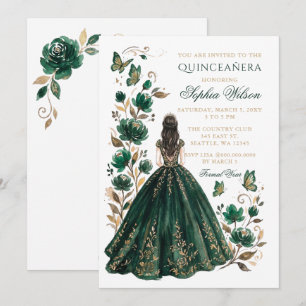 Smaragd Gouden Bloemenkroon Prinses Vlinder Quince Kaart