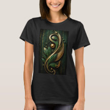 Smaragd Gouden Botanische 3D Kunst T-Shirt