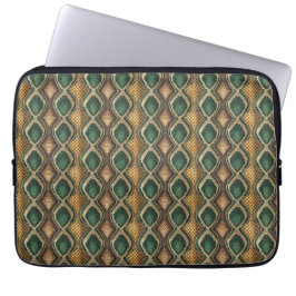 Smaragd & Gouden Diamant Slangenhuid Patroon Desig Laptop Sleeve