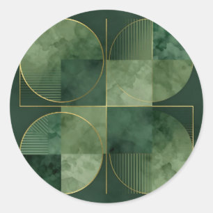 Smaragd Gouden Geometrische Harmonie Ronde Sticker