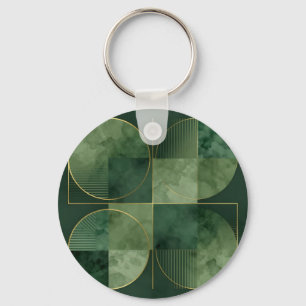 Smaragd Gouden Geometrische Harmonie Sleutelhanger
