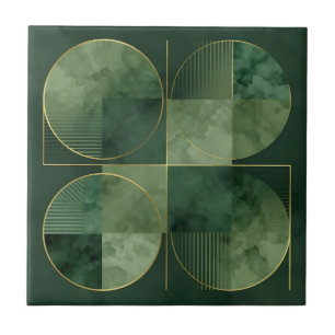 Smaragd Gouden Geometrische Harmonie Tegeltje