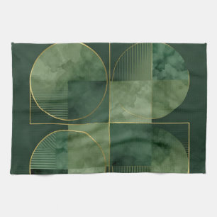 Smaragd Gouden Geometrische Harmonie Theedoek