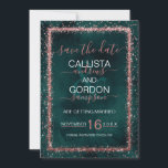 Smaragd Gouden Glitter Confetti Bruiloft Save The Date<br><div class="desc">De elegante, glamoureuze en moderne trouwkaart om de datum te reserveren is perfect voor het hedendaagse en stijlvolle evenement. Het bevat een namaak gedrukte roze gouden glinsterende glitterstrooide confettirand bovenop een artistieke smaragdgroene watercolorachtergrond. De achterkant toont dezelfde glitter maar gestrooid over de hele pagina met de watercolorachtergrond. Dit chic, luxe...</div>