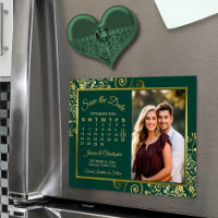 Smaragd & Gouden Kalender Foto Save the Date Magne