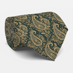 Smaragd Gouden Paisley Luxe Vintage Patroon Stropdas