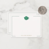 Smaragd Gouden Theepot Elegant Bruiloft Paar Notitiekaartje (Voorkant / Achterkant in situ)