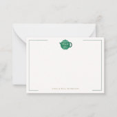 Smaragd Gouden Theepot Elegant Bruiloft Paar Notitiekaartje (Voorkant)