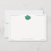 Smaragd Gouden Theepot Elegante Bruiloft Bruids Bedankkaart (Voorkant)