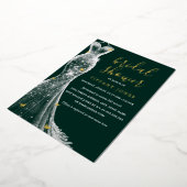 Smaragd gouden vlinder jurk Vrijgezellenfeest Folie Uitnodiging (Gedraaid)