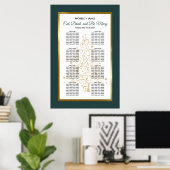 Smaragd Gouden Winter Bruiloft Zitplaatskaart Poster (Thuiskantoor)