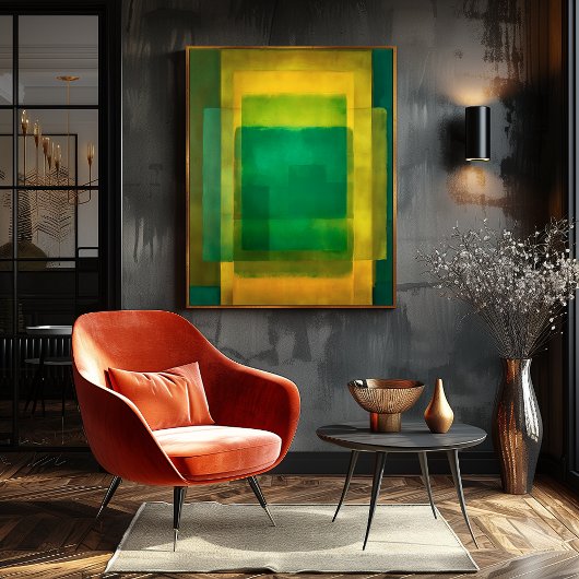 Smaragd Goudkleur Veld Abstracte Moderne Kunst Poster