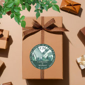 Smaragd Groen Berg Avontuur Bruiloft Ronde Sticker