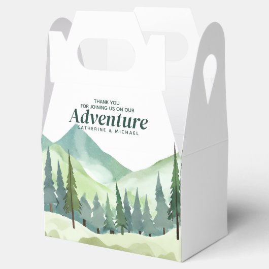Smaragd groen bergden rustieke bruiloft bedankdoosjes (Geopend)