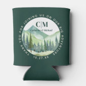 Smaragd groen bergden rustieke bruiloft blikjeskoeler (Achterkant)