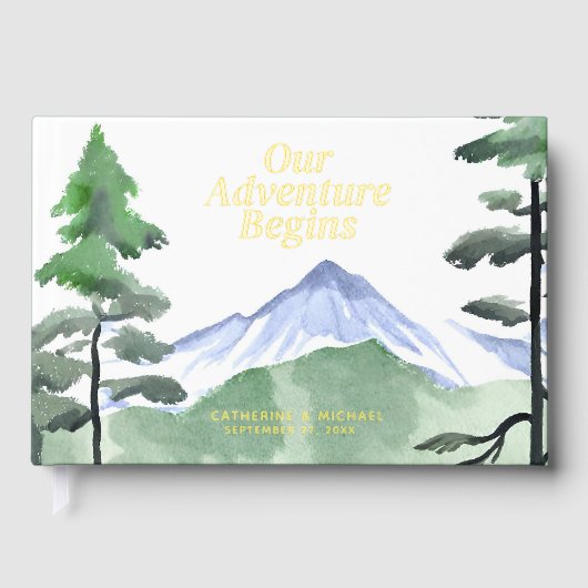 Smaragd groen bergden rustieke bruiloft gastenboek (Voorkant)