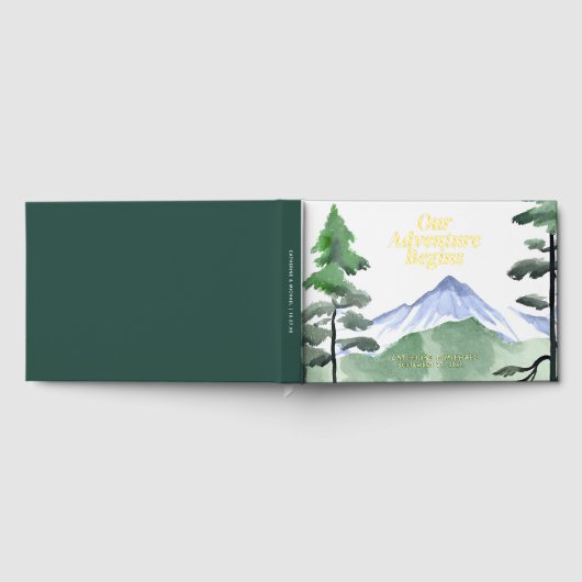 Smaragd groen bergden rustieke bruiloft gastenboek (Volledig)