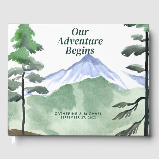 Smaragd groen bergden rustieke bruiloft gastenboek (Voorkant)