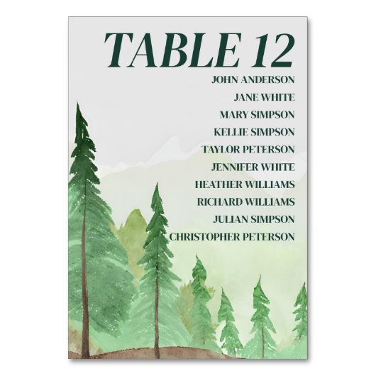 Smaragd groen bergden rustieke bruiloft kaart (Voorkant)