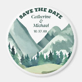 Smaragd groen bergden rustieke bruiloft magneet (Voorkant)