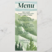 Smaragd groen bergden rustieke bruiloft menu (Voorkant)