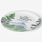 Smaragd groen bergden rustieke bruiloft papieren bordje (Gekanteld)