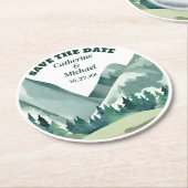 Smaragd groen bergden rustieke bruiloft ronde kartonnen onderzetter (Gebogen)