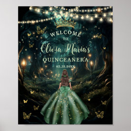 Smaragd Groen Betoverd Bos Quinceañera Welkom Poster