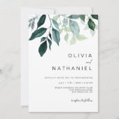Smaragd groen blad bladeren botanische bruiloft kaart (Voorkant)