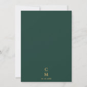 Smaragd groen blad goud monogram bruiloft kaart (Achterkant)