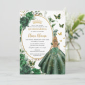 Smaragd Groen Bloemen Blond Prinses Quinceañera Kaart (Staand voorkant)