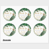 Smaragd Groen Bloemen Blond Prinses Quinceañera Ronde Sticker (Vel)