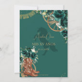 Smaragd Groen Bloemen Charro Cowgirl Quinceanera Kaart (Achterkant)