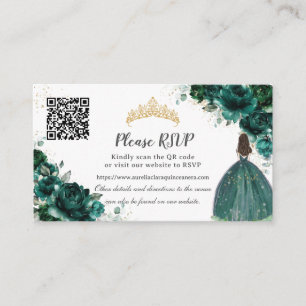 Smaragd Groen Bloemen Goud Quinceañera QR Code Informatiekaartje