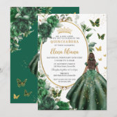 Smaragd Groen Bloemen Prinses Jurk Quinceañera Kaart (Voorkant / Achterkant)