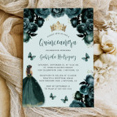 Smaragd Groen Bloemen Prinses Quinceañera Kaart