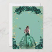 Smaragd Groen Bloemen Prinses Quinceañera Kaart (Achterkant)