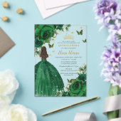 Smaragd Groen Bloemen Prinses Quinceañera Sweet 16 Acryl Uitnodigingen (Insitu (Huwelijk))