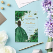Smaragd Groen Bloemen Prinses Quinceañera Sweet 16 Acryl Uitnodigingen (Insitu (Huwelijk))