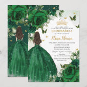 Smaragd Groen Bloemen Prinses Quinceañera Sweet 16 Kaart (Voorkant / Achterkant)