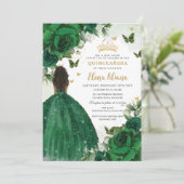 Smaragd Groen Bloemen Prinses Quinceañera Sweet 16 Kaart (Staand voorkant)